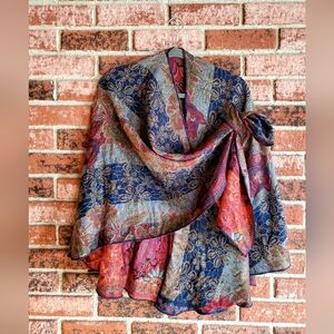 Cashmere Floral Paisley Reversible Wrap Shawl